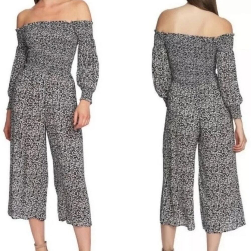 1. State Sugar Plum Wildflower Off the Shoulder Cropped Leg Jumpsuit Size M